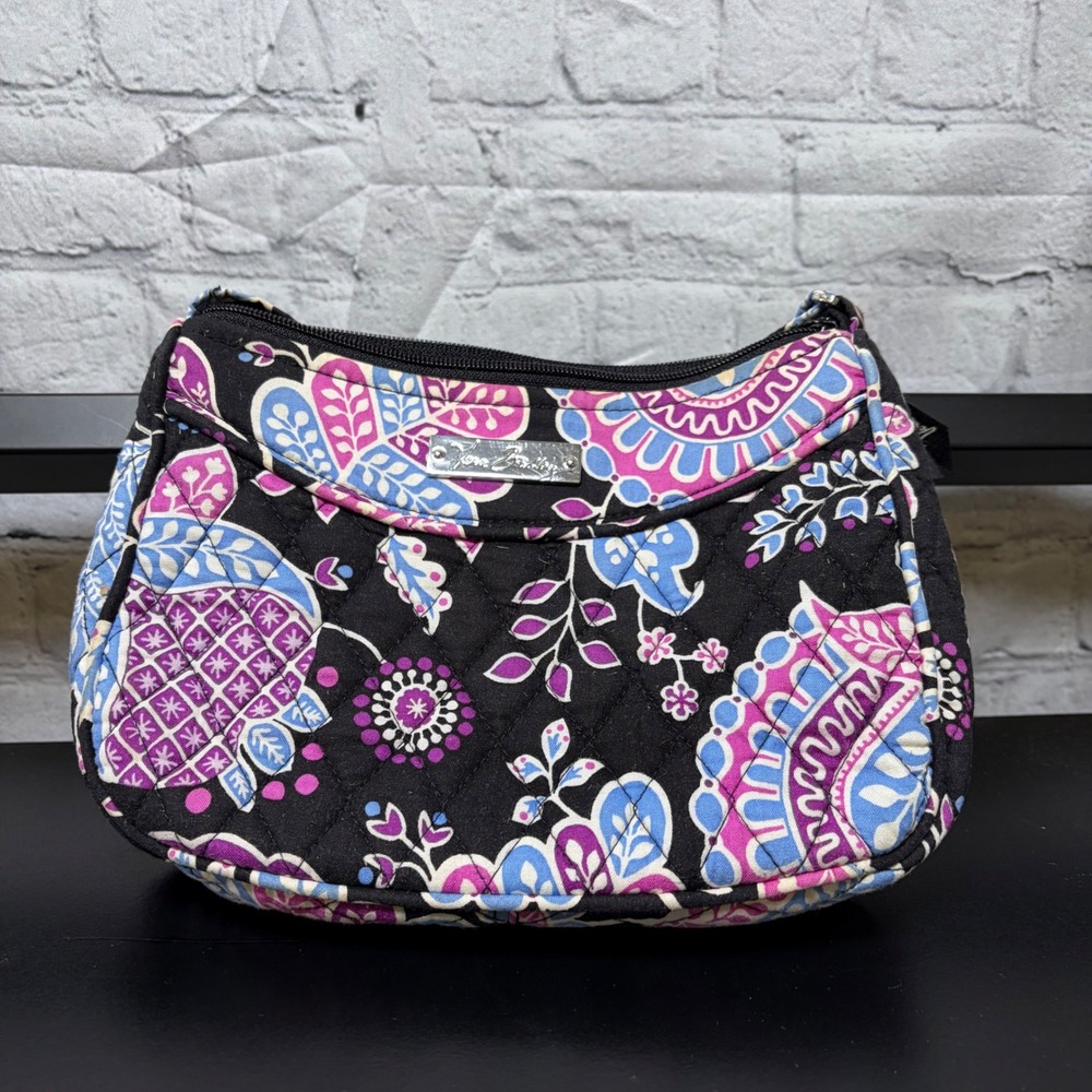 Vera Bradley Plum Crazy Quilted Cotton Crossbody Bag Purple Pink Floral Paisley